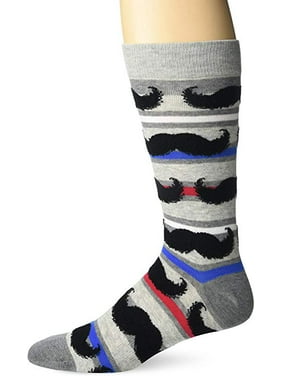 K.Bell Knee High Socks Pink Toe Gray Black Mustache Ladies Rayon Blend Socks New